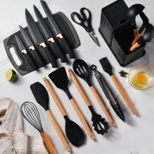 Kit Utensilios Cocina 19 Piezas Negro